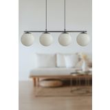 Fer Avize Sezar Beyaz Camlı Siyah Modern Tasarım Yemek Masası Üstü -salon 4 Lü Avize