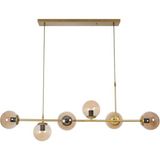 Fer Avize Simao Modern Tasarım Eskitme Renk Bal Camlı Salon - Yemek Masası Üstü - Mutfak Sıralı 6 Lı Avize - Bronz - Eskitme