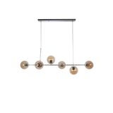 Fer Avize Simao Modern Tasarım Krom Renk Bal Camlı Salon - Yemek Masası Üstü - Mutfak Sıralı 6 Lı Avize