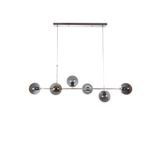 Fer Avize Simao Modern Tasarım Krom Renk Füme Camlı Salon - Yemek Masası Üstü - Mutfak Sıralı 6 lı Avize