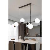 Fer Avize Simao Modern Tasarım Siyah Renk Beyaz Camlı Salon - Yemek Masası Üstü - Mutfak Sıralı 6 Lı Avize - Siyah - Beyaz