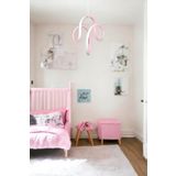 Fer Avize Songül Modern Tasarım Pembe Renk Yemek Masası Üstü - Mutfak - Salon Beyaz Led Sarkıt