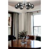 Fer Avize Tanya Modern Tasarım Mutfak - Salon - Yatak Odası - Tavan GRİ Renk Füme Camlı 6 Lı Avize - Krom - Füme