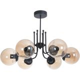 Fer Avize Tanya Modern Tasarım Mutfak - Salon - Yatak Odası - Tavan Siyah Renk Bal Camlı 6 Lı Avize