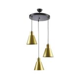 Fer Avize Trend Modern Metal Sıvama Gold Renk Sarkıt Cafe -yemek Masası Üstü -salon 3 Lü Avize