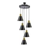 Fer Avize TREND MODERN METAL SIVAMA SİYAH RENK SARKIT Cafe -Yemek Masası Üstü -Salon 5 Lİ AVİZE