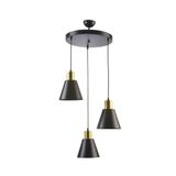 Fer Avize TREND Modern Sarkıt Metal Siyah Renkli Cafe -Yemek Masası Üstü -Salon 3 lü Avize