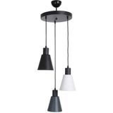 Fer Avize Trend Modern Tasarım Salon - Mutfak - Cafe Siyah - Beyaz - Antrasit Renk Sarkıt 3 Lü Avize