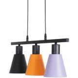 Fer Avize Trend Modern Tasarım Salon - Mutfak - Cafe Siyah - Turuncu - Lila Renk Sıralı 3 Lü Avize