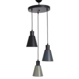 Fer Avize Trend Modern Tasarım Salon - Mutfak - Cafe Siyah - Yeşil - Antrasit Renk Sarkıt 3 Lü Avize