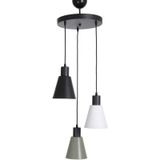 Fer Avize Trend Modern Tasarım Salon - Mutfak - Cafe Siyah - Yeşil - Beyaz Renk Sarkıt 3 Lü Avize