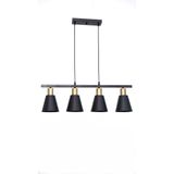 Fer Avize Trend Modern Tasarım Siyah Renk Eskitme Duylu Cafe -yemek Masası Üstü - Salon - Mutfak 4 Lü Avize