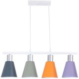 Fer Avize Trendy Modern Tasarım Cafe Mutfak Salon Antrasit Yeşil Turuncu Lila Renk Sıralı 4 Lü Avize