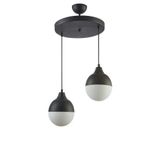 Fer Avize Vera Spor Modern Globe Camlı Siyah Sarkıt 2 li Avize