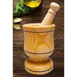Fer Home Ahşap Havan Büyük Boy Sarımsak Ezici Şimşir Ceviz Fındık İçi Döveceği
