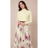 fera butik Çiçek Desenli Şifon Kloş Uzun Etek