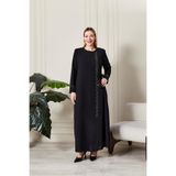 Ferace Kadın Büyük Beden Etamin Taş İşlemeli Abaya