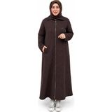 FERACE Kadın Büyük Beden Kapitone Tam Boy Kap - 4XL - Kahverengi