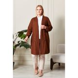 FERACE Kadin Ottoman Cepli Çelik Buyuk Beden Hırka - 3XL - Kahverengi