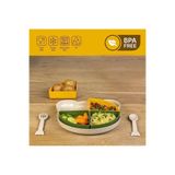 FERAH PLASTİK BPA Free Bölmeli Bebek Mama Tabağı Seti – Çatal Kaşık Dahil, Gıda ve Bulaşık Makinesi Uyumlu