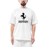Ferari Logo Oversize Beyaz Tişört - M