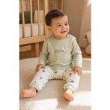 Ferasty İstanbul Ayıcık Baskılı Unısex Bebek Pijama Takımı Yeşil %100 Pamuk Organic