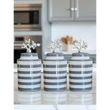 Feray Home Baharatlık - Seramik Kapaklı 3 Lü Gri Klasik Zebra Gümüş