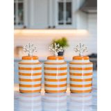 Feray Home Baharatlık - Seramik Kapaklı 3 Lü Soft Sarı Zebra Gümüş
