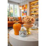 Feray Home Dekoratif Obje Salon Seti Herm Desen Kutu Soft Sarı Zebra Ayaklı Saksı Soft Sarı Şah Gold