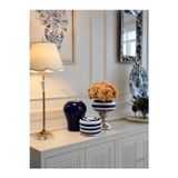 Feray Home Dekoratif Obje Salon Seti Lacivert Zebra Ayaklı Saksı Lacivert Şah Zebra Kapaklı Kutu Gümüş