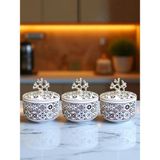 Feray Home Kahvaltılık - 3'lü Şekerlik Ceramic Desen Gümüş
