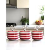 Feray Home Kahvaltılık - 3'lü Şekerlik Kırmızı Zebra Gümüş