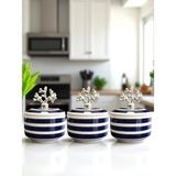 Feray Home Kahvaltılık - 3'lü Şekerlik Lacivert Zebra Gümüş