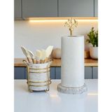 Feray Home Kaşıklık - Kağıt Havluluk 2'li Set Beyaz Mermer Gold