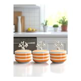 Feray Home Mutfak Aksesuarı 3 Lü Kahvaltılık Baharatlık Saklama Kabı Şekerlik Soft Sarı Zebra Gümüş Mercan
