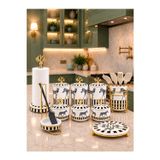 Feray Home Mutfak Seti - Çeyiz Seti 105 Düz Kapak 10 Parça At Zebra Mercan Gold