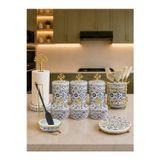 Feray Home Mutfak Seti - Çeyiz Seti 105 Düz Kapak 10 Parça Ceramic Desen Gold