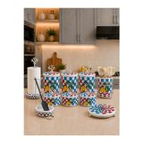 Feray Home Mutfak Seti - Çeyiz Seti 105 Düz Kapak 10 Parça Limon Dama Renkli Desen Gümüş