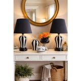 Feray Home Salon Seti Abajur Aydınlatma Siyah Dik Çizgi Ve Dekoratif Obje Zebra At Gümüş