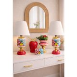 Feray Home Salon Seti Oval Abajur Aydınlatma Limon Damalı Ve Dekoratif Obje Limon Damalı Gold