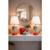 Feray Home Salon Seti Oval Abajur Aydınlatma Limon Damalı Ve Dekoratif Obje Limon Damalı Gümüş