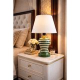 ferayhome Abajur Aydınlatma Şah Yeşil Klasik Zebra Beyaz Şapka Gold - Feray Home