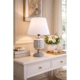 ferayhome Abajur Aydınlatma Seramik Oval Gri Versa Desen Beyaz Şapka GÜMÜŞ - Feray Home
