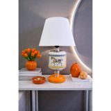 ferayhome Abajur Aydınlatma Seramik Oval Renkli Herm Desen Beyaz Şapka GÜMÜŞ - Feray Home