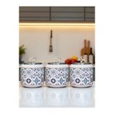 ferayhome Baharatlık 3 lü Oval Büyük Boy Kahve Köşesi Seti 1400 ml (Çay,Kahve,Şeker) Ceramic Desen GÜMÜŞ