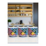 ferayhome Baharatlık 3 lü Oval Büyük Boy Kahve Köşesi Seti 1400 ml (Çay,Kahve,Şeker) Damalı Limonlu Gold