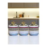ferayhome Baharatlık 3 lü Oval Büyük Boy Kahve Köşesi Seti 1400 ml (Çay,Kahve,Şeker) Kelebek Desen Gold
