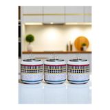 ferayhome Baharatlık 3 lü Oval Büyük Boy Kahve Köşesi Seti 1400 ml (Çay,Kahve,Şeker) Kelebek Desen GÜMÜŞ