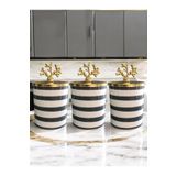 ferayhome Baharatlık 3 lü Set Kahve Köşesi Klasik Zebra Gri 750 ml Hacimli Gold Mercan - Feray Home