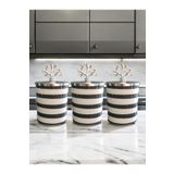 ferayhome Baharatlık 3 lü Set Kahve Köşesi Klasik Zebra Gri 750 ml Hacimli GÜMÜŞ Mercan - Feray Home